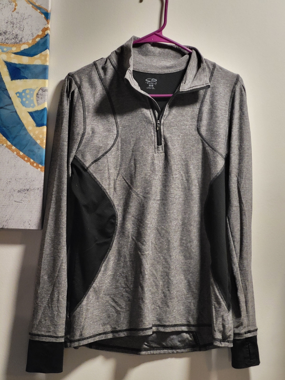 Champion Women'sGray and Black Quarter-Zip Athletic Pullover